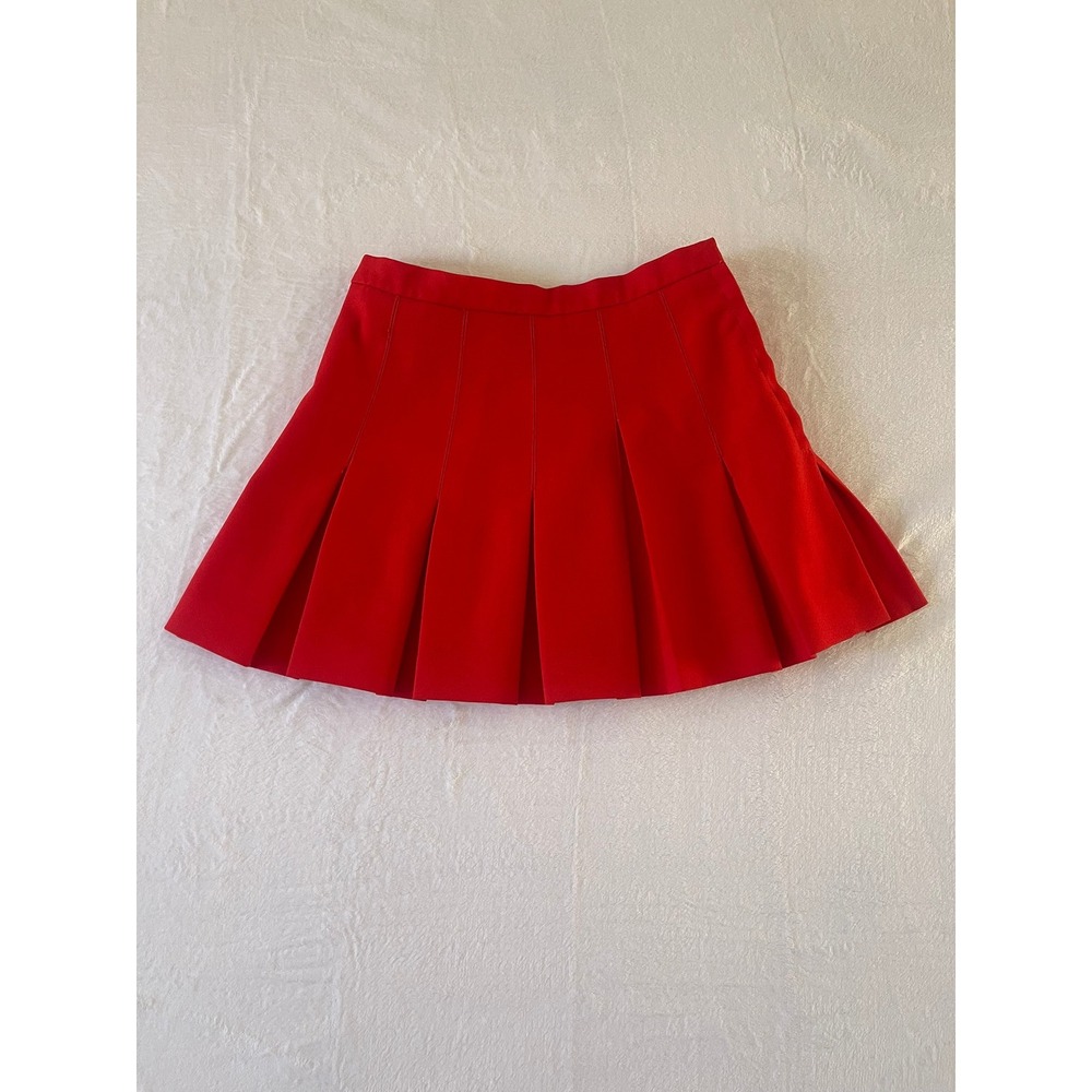 Timandra Vintage Red Pleated Mini Skirt High Waisted Preppy School Girl Style
